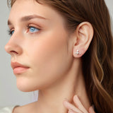 925 Sterling Silver Earrings with White Gold Plating and Shell Pearl