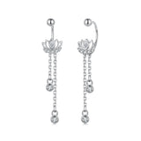 925 Sterling Silver Earrings with Pavé CZ in White Gold Plating - 3.1 x 0.7 cm for Women