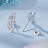 925 Sterling Silver Earrings with Pavé Setting CZ and White Gold Plating