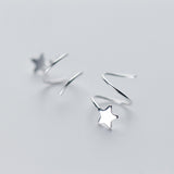 925 Sterling Silver Pentagram Earrings