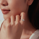 925 Sterling Silver Hamsa Hand Ring with Synthetic Spinel for Women