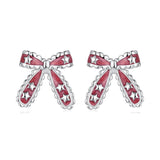 925 Sterling Silver Earrings with Enamel Process in White Gold Plating for Women