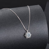 925 Sterling Silver Moissanite & CZ Pavé Necklace - 40+5cm for Women