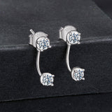 925 Sterling Silver White Gold Plated Moissanite Earrings 0.1 Carat for Women