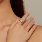 S925 Sterling Silver Enamel CZ Pavé Setting Ring for Women
