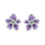 S925 Sterling Silver Plated Platinum Enamel Earrings for Women