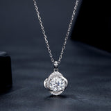 925 Sterling Silver Moissanite Pendant Necklace for Women, 39+5cm, Platinum Plated