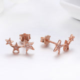 925 Sterling Silver Plated Rose Gold Pavé Setting CZ Earrings for Women