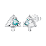 925 Sterling Silver White Gold Plated Transparent Glass Earrings for Women
