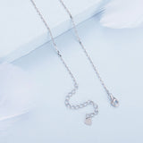 925 Sterling Silver Necklace with Transparent Glass and Pavé Setting CZ - Length 450mm