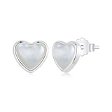 925 Sterling Silver White Shell Plated White Gold Earrings Size 7*8mm