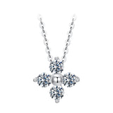 925 Sterling Silver & White Gold Plated Moissanite Necklace 40+5cm for Women