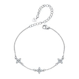 925 Sterling Silver & Plated White Gold Moissanite Bracelet 15+6cm for Women