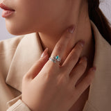 925 Sterling Silver Ring with Synthetic Turquoise in Oxidized Finish for Women