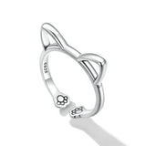 925 Sterling Silver Oxidized Paw Design Ring
