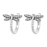 925 Sterling Silver Earrings with Pavé Setting CZ, Oxidized Finish, 1.3cm for Women