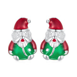 925 Sterling Silver 11*7mm Enamel Process Earrings