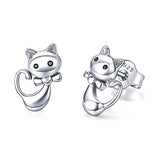 925 Sterling Silver Earrings with Pavé Setting in Oxidized Finish