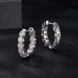 925 Sterling Silver Moissanite Earrings 0.1 Carat White Gold Plated 1.5x0.3cm Women