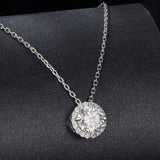 925 Sterling Silver Moissanite Necklace 40+5cm with Pavé Setting for Women