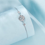925 Sterling Silver White Gold Plated Bracelet with CZ Pendant