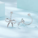 925 Sterling Silver Earrings with White Gold Plating - 1.0*1.3 cm