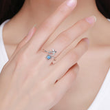 S925 Sterling Silver Star and Airplane Ring Set for Women