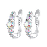 925 Sterling Silver Earrings with CZ in Pavé Setting, 12x3mm, for Women