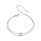 925 Sterling Silver Moissanite 1 Carat Bracelet for Women - White Gold Plated, 150+60mm