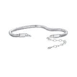 925 Sterling Silver Plated Platinum 140mm Chain Thickness 3mm Bracelet for Women