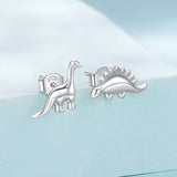 925 Sterling Silver Earrings with Oxidized Finish, 1.1*1cm & 1.2*0.6cm for Women
