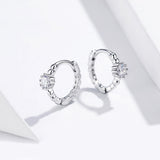 925 Sterling Silver Earrings with Pavé Setting CZ - 1cm for Women