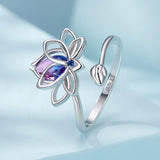 925 Sterling Silver Pavé Setting CZ & Synthetic Tourmaline Ring for Women
