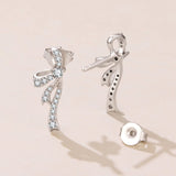 925 Silver White Gold Plated CZ Pavé 1.7 x 0.7 cm Earrings for Women