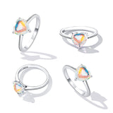 925 Sterling Silver Oxidized Silver Ring with Transparent Glass - Size 7.0 for Women