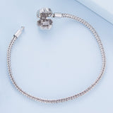 925 Sterling Silver Bracelet with Pavé Setting CZ, 17cm for Women