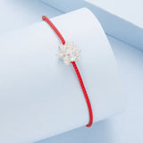 925 Sterling Silver Bracelet with White Gold Plating and Cotton Cord for Women