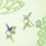 925 Sterling Silver White Gold Plated Enamel Earrings 9x10mm for Women