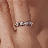 925 Sterling Silver 0.24cm White Gold Plated Ring with CZ for Women Size 6
