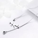 925 Sterling Silver Necklace 38-45cm with 1.4*2.5cm Pendant for Women