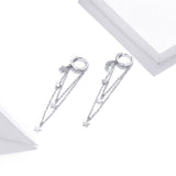 925 Sterling Silver Earrings with Plated Platinum and Pavé Setting CZ, Size 6.5cm