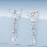 925 Sterling Silver & Brass Earrings with White Gold Plating, 2.0x0.8cm for Women