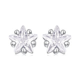 925 Sterling Silver White Gold Plated Earrings 0.5cm with CZ