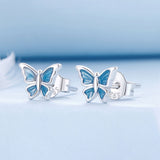S925 Sterling Silver Earrings with Enamel Process, 6*8mm, Plated Platinum for Women