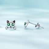 925 Sterling Silver Earrings with Enamel in Oxidized Finish