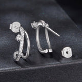 925 Sterling Silver Moissanite Earrings for Women - 1.4x0.5cm, Pavé Setting