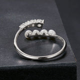 925 Sterling Silver Moissanite & Freshwater Pearl Ring, White Gold Plated, Size E for Women