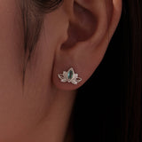 925 Sterling Silver Earrings with Pavé CZ and White Gold Plating, Size 0.9*1.3 cm for Women