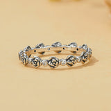 925 Sterling Silver Ring with Pavé Setting CZ - Size 6.0 - Oxidized Silver