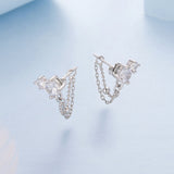925 Sterling Silver White Gold Plated Pavé Setting CZ Earrings, 1.5cm for Women